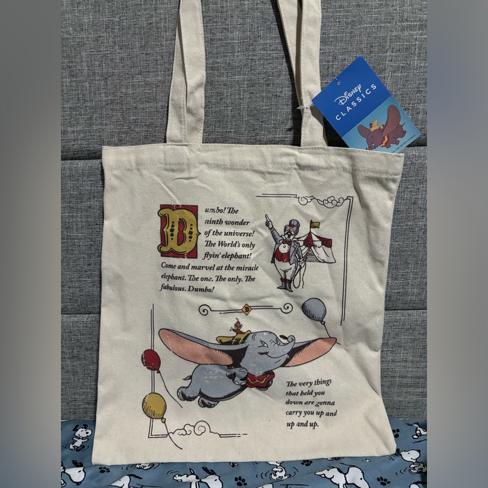 Disney Classics Dumbo Canvas Tote with Red and Yellow Accents